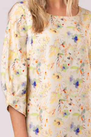 Rochie Viada din in crem cu imprimeu floral [6]