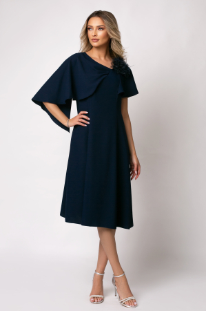 Rochie Viada elegantă bleumarin accesorizată cu floare 3D [1]