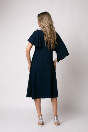 Rochie Viada elegantă bleumarin accesorizată cu floare 3D [4]