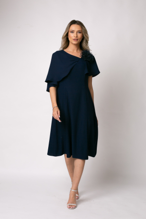 Rochie Viada elegantă bleumarin accesorizată cu floare 3D [1]