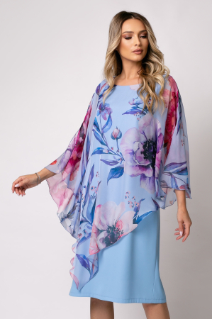 ROCHII MARIMI MARI XXL - Rochie Viada elegantă blue cu imprimeu floral
