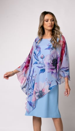 ROCHII ELEGANTE - Rochie Viada elegantă blue cu imprimeu floral