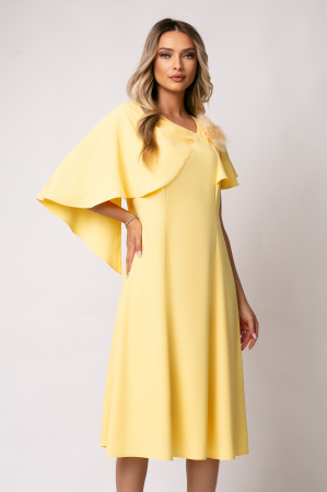 Rochie Viada elegantă galbenă accesorizată cu floare 3D [1]