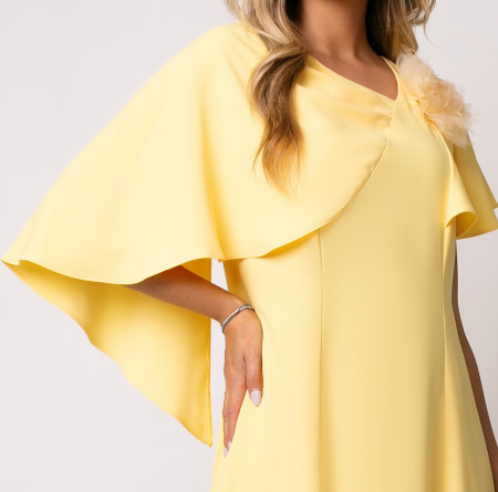 Rochie Viada elegantă galbenă accesorizată cu floare 3D [6]