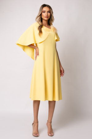 Rochie Viada elegantă galbenă accesorizată cu floare 3D [3]