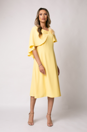 Rochie Viada elegantă galbenă accesorizată cu floare 3D [1]