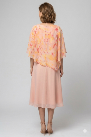 Rochie Viada elegantă roz pudră cu imprimeu abstract [2]