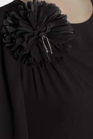 Rochie Viada elegantă neagră accesorizată pe umăr [2]