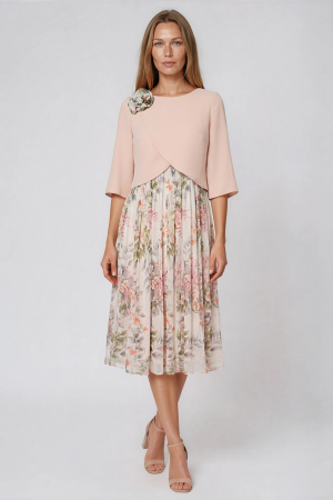 Rochie Viada elegantă roza pudră cu imprimeu floral [3]