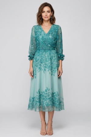 COLECȚIE NOUĂ - Rochie Viada verde de ocazie imprimeu floral