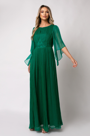 ROCHII DE OCAZIE - Rochie Viada lungă verde din matase naturală