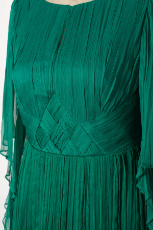 Rochie Viada lungă verde din matase naturală [3]