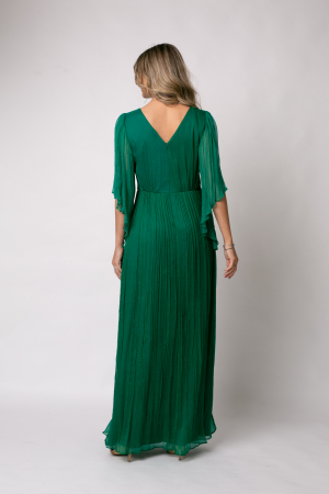Rochie Viada lungă verde din matase naturală [4]