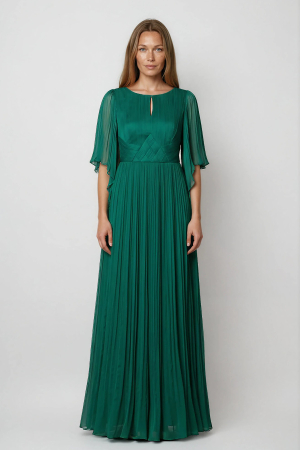 ROCHII DE NUNTĂ - Rochie Viada lungă verde din matase naturală