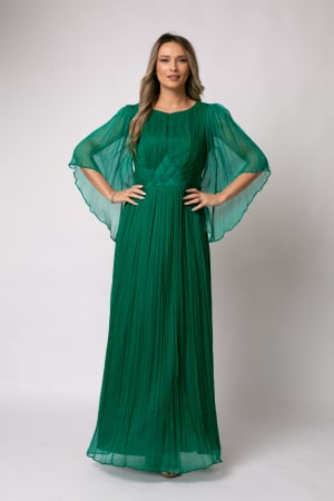 Rochie Viada lungă verde din matase naturală [0]