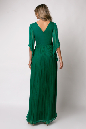 Rochie Viada lungă verde din matase naturală [3]