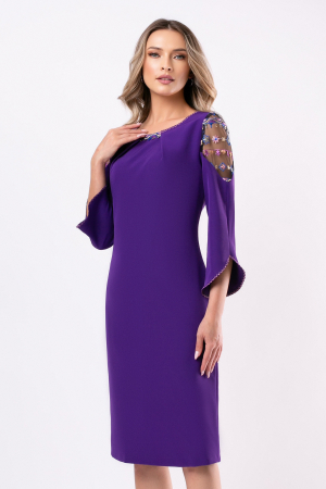 ROCHII DE ZI - Rochie Viada mărime mare mov cu broderie