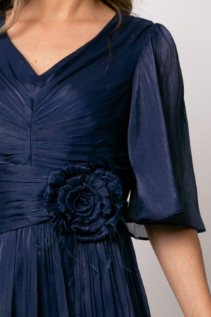 Rochie Viada bleumarin de ocazie accesorizată în talie [3]
