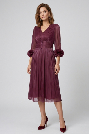 Rochie Viada mov de ocazie accesorizată pe mânecă [3]