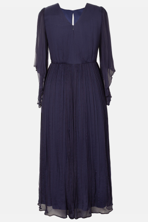 Rochie Viada midi bleumarin din matase naturală [2]