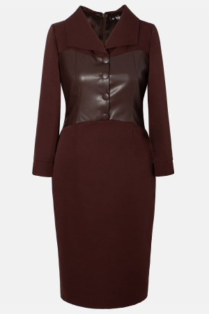 Rochie Viada midi maro cu piele ecologica [1]