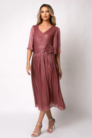 Rochie Viada mov de ocazie accesorizată în talie [5]