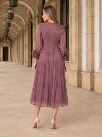 Rochie VIADA mov elegantă accesorizată pe mâneci [3]