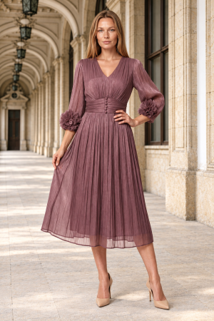 ROCHII DE OCAZIE - Rochie VIADA mov elegantă accesorizată pe mâneci