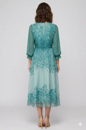 Rochie Viada verde de ocazie imprimeu floral [1]