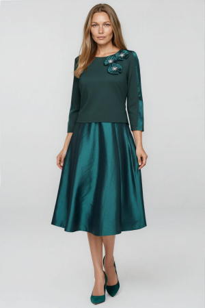 Rochie Viada verde elegantă accesorizată cu flori 3D [2]