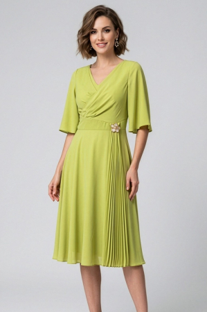 ROCHII CU IMPRIMEU FLORAL - Rochie Viada verde fistic de ocazie accesorizată în talie