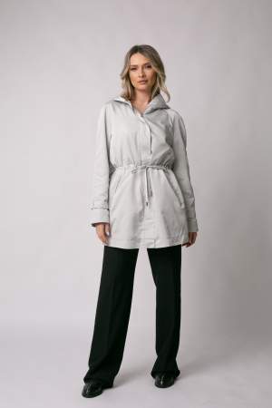 Trenci Madzerini Porta gri pelă cu șnur în talie [2]