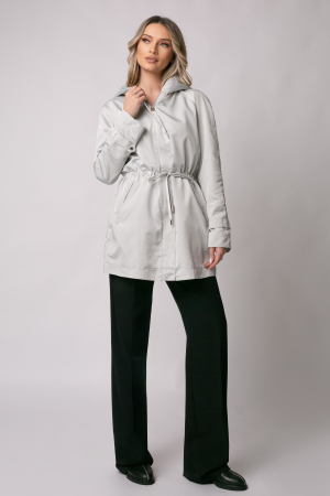 Trenci Madzerini Porta gri pelă cu șnur în talie [1]