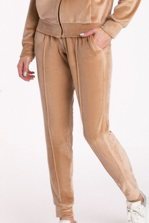 Trening bej din catifea cu glugă [3]