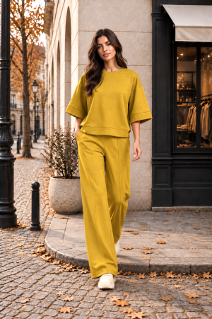 TOATE PRODUSELE - Trening muștar over size cu pantalon evazat