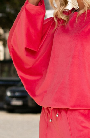 Trening fucsia din catifea cu mâneci tip fluture [3]