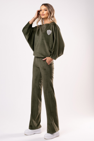 Trening kaki din catifea cu mâneci tip fluture [1]