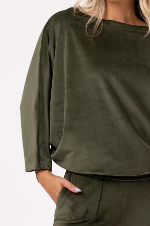 Trening kaki din catifea cu mâneci tip fluture [3]