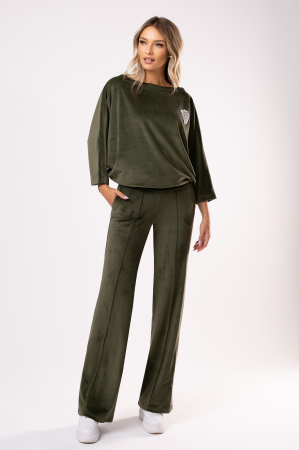 TRENINGURI DAMĂ - Trening kaki din catifea cu mâneci tip fluture