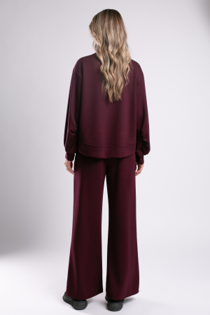 Trening marsala over size cu pantalon evazat [2]
