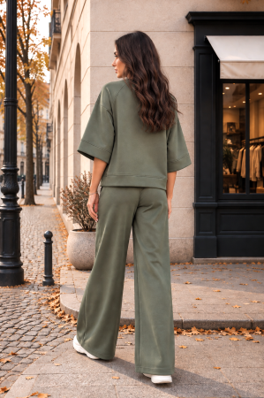 Trening verde over size cu pantalon evazat [1]