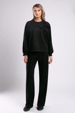 TOATE PRODUSELE - Trening negru cu pantalon larg și fundă 3D