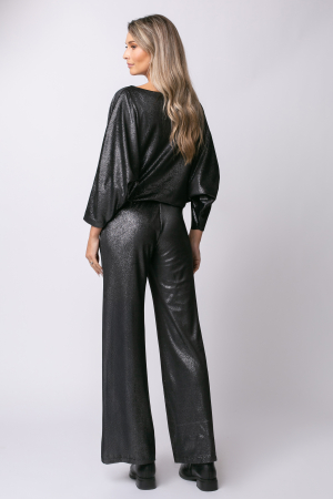 Trening negru din catifea cu sclipici și mâneci tip fluture [2]