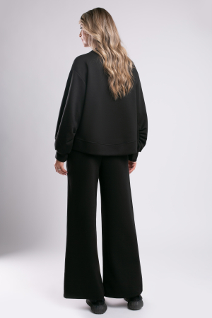 Trening negru over size cu pantalon evazat [2]