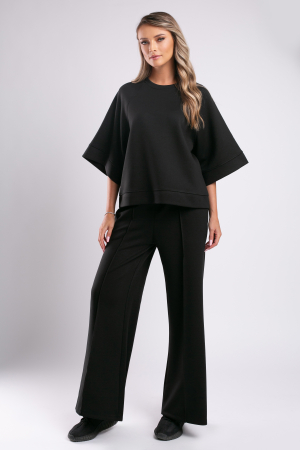 TRENINGURI DAMĂ - Trening negru over size cu pantalon evazat