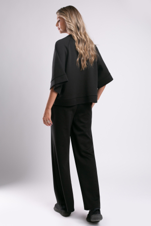 Trening negru over size cu pantalon evazat [2]