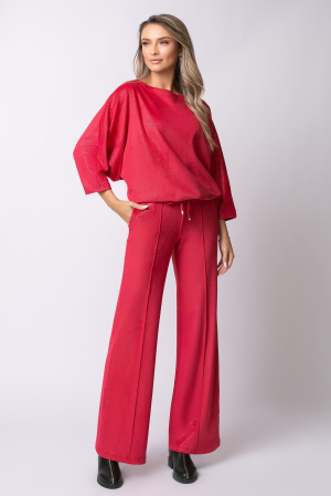 Trening roșu din catifea cu sclipici și mâneci tip fluture [1]