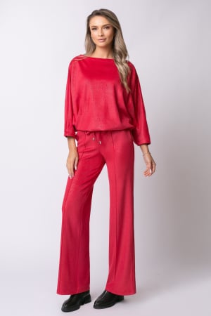 VEZI TOATE REDUCERILE - Trening roșu din catifea cu sclipici și mâneci tip fluture