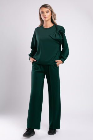 TRENINGURI DAMĂ - Trening verde cu pantalon larg și fundă 3D