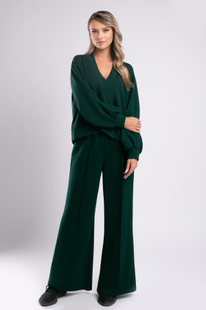 Trening verde over size cu pantalon evazat [1]